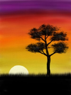 Acrylic-Style Sunset in Procreate – Feedback Appreciated!