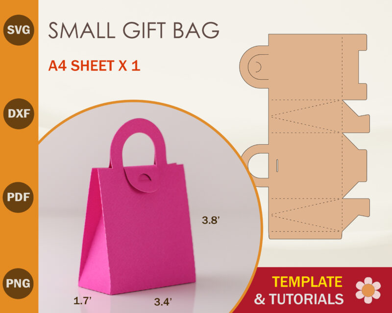 Small Gift Bag with Bow Template