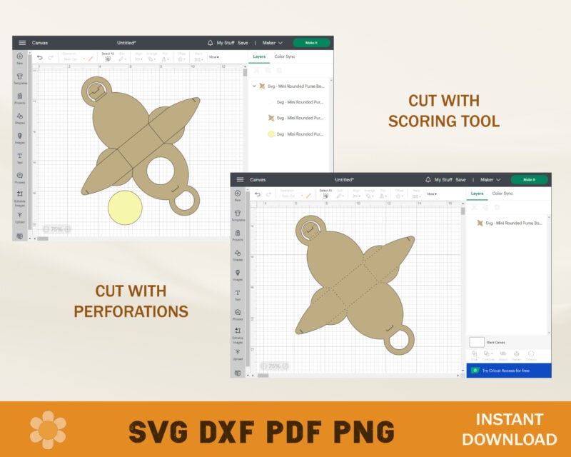 Mini Rounded Purse Box Template