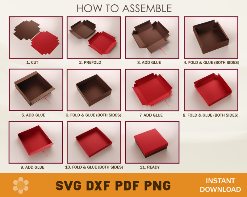 Square Box with Lid Template