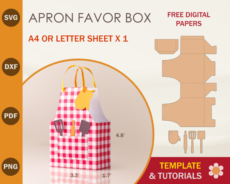 apron-box-A4x1---square-product-display Apron Favor Box Template