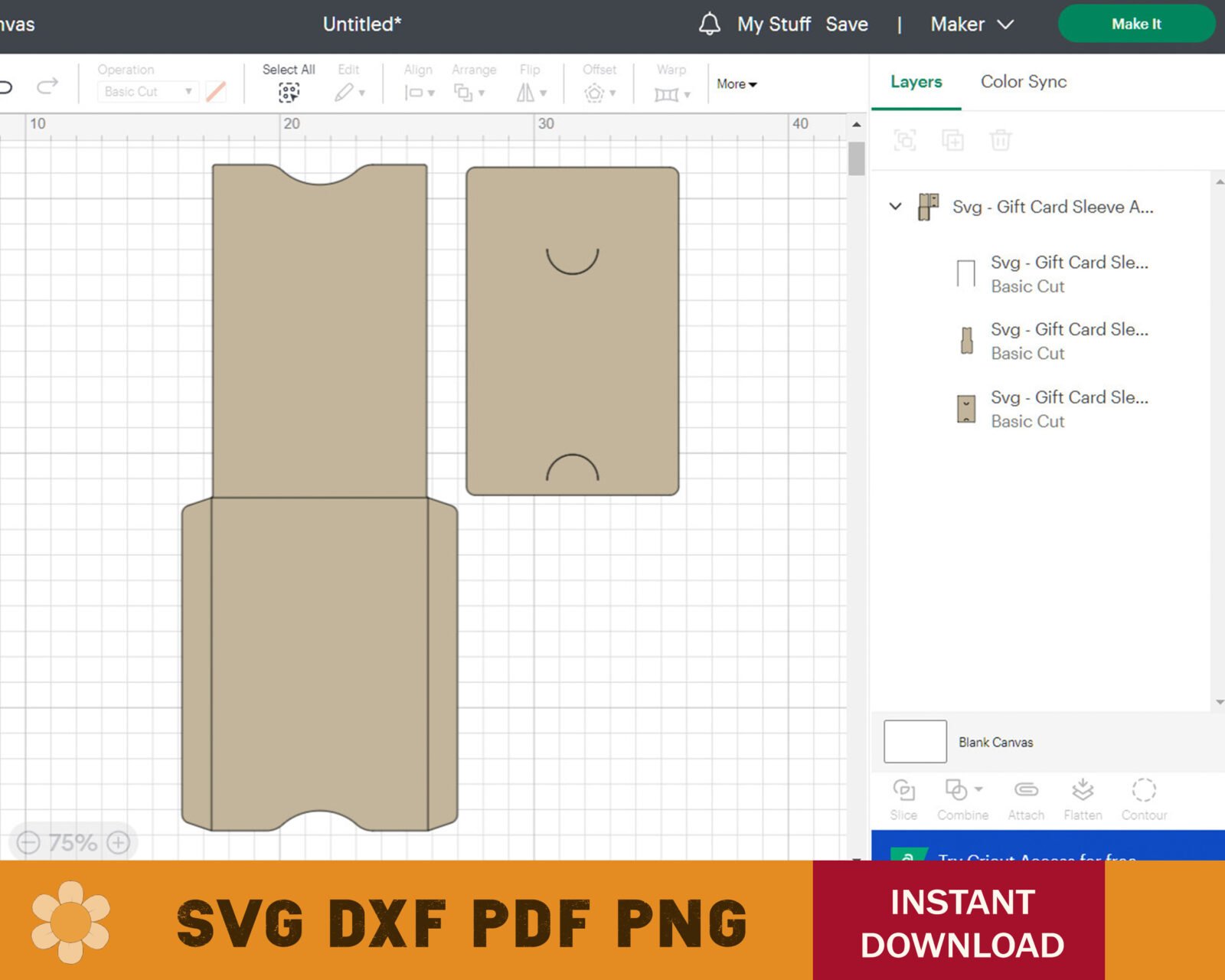 Gift Card Sleeve Template SVG DXF PDF PNG Artcrafter net Gift Card Sleeve Template SVG DXF PDF PNG Artcrafter net