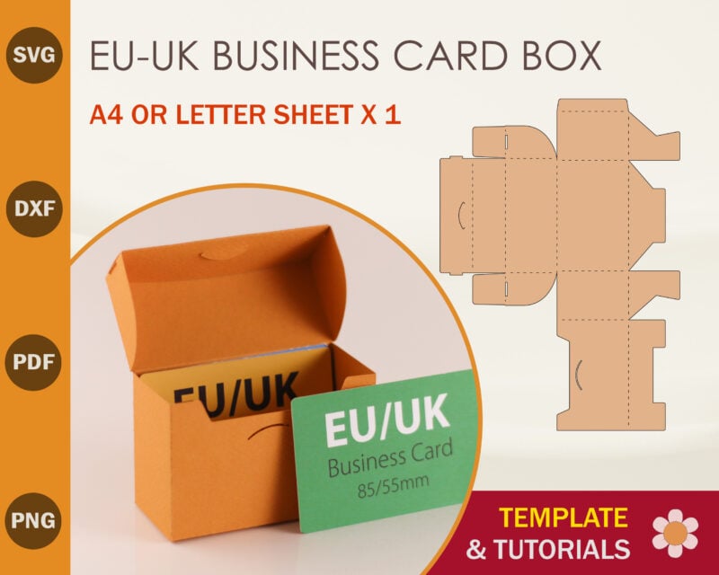 EU UK Business Card Box SVG Template