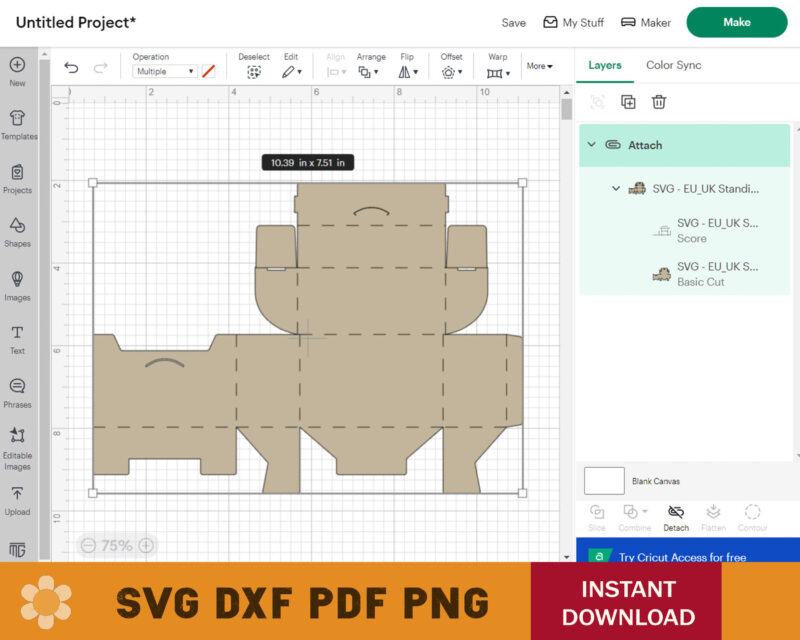 EU UK Business Card Box SVG Template
