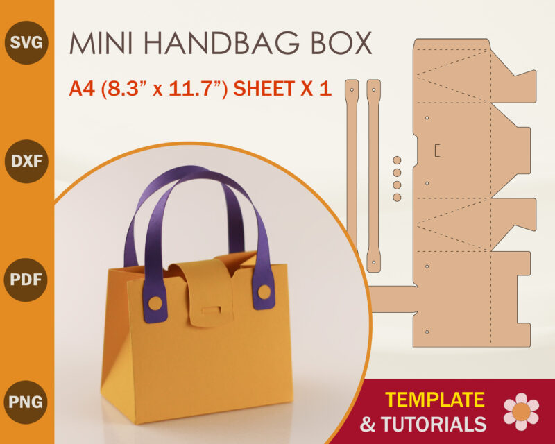 mini-hand-bag-A4x1---square-product-display Handbag Box SVG Template