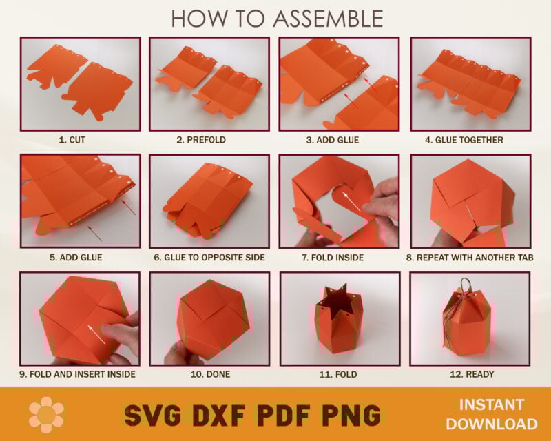 Lantern Hexagon Box SVG Template
