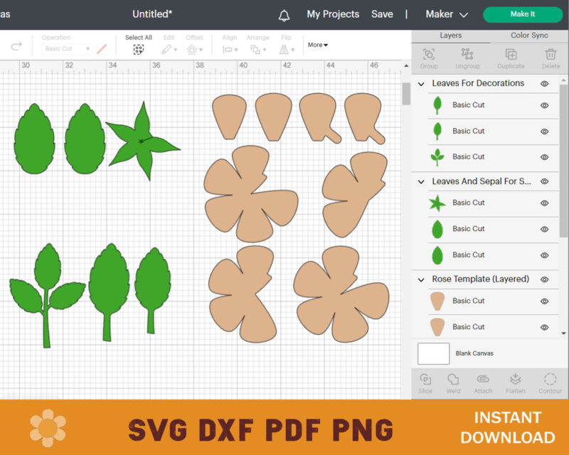 Paper Rose SVG Template