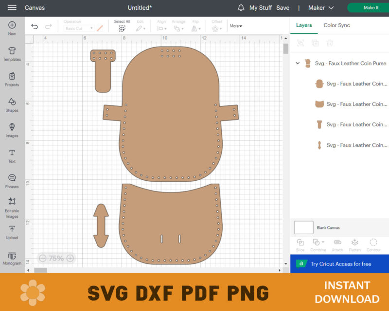 Coin Purse SVG Template