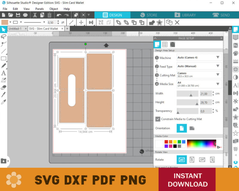 Slim Card Wallet Faux Leather Template