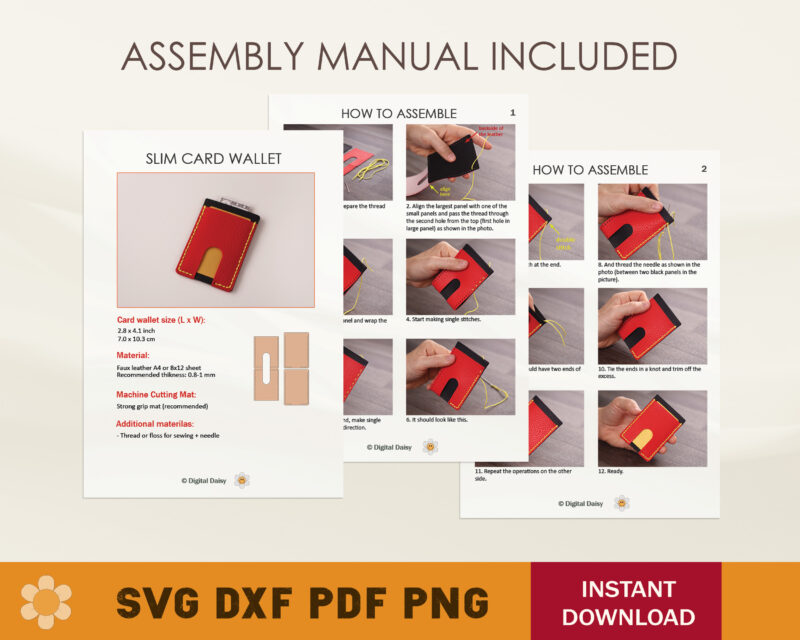 Slim Card Wallet Faux Leather Template