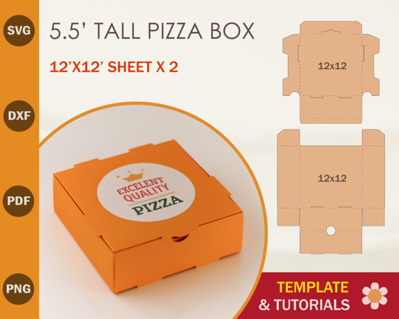 5.5'' Mini Pizza Box Template