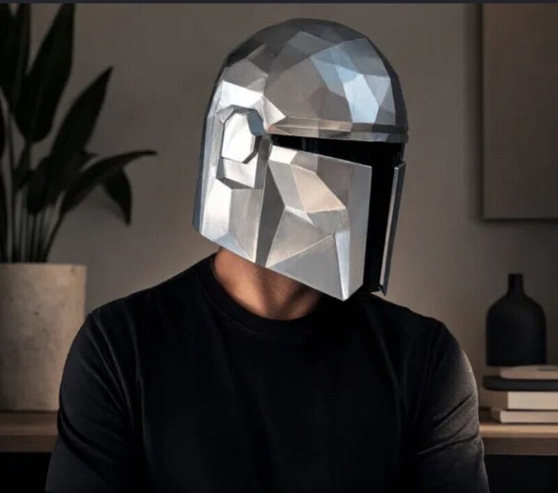 Screenshot 3D Papercraft Mandalorian Helmet – DIY PDF Template