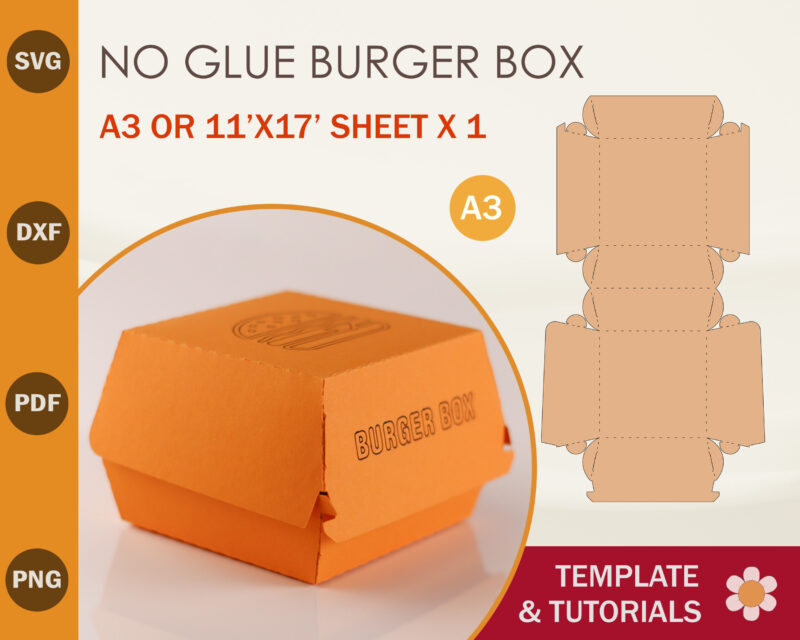 No Glue Burger Box Template