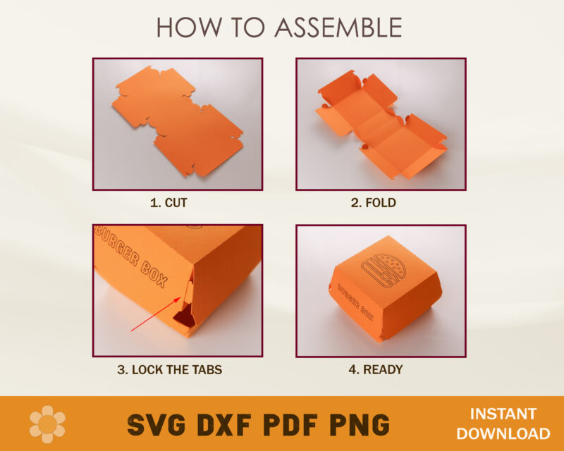 No Glue Burger Box Template