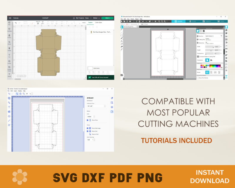 No Glue Burger Box Template