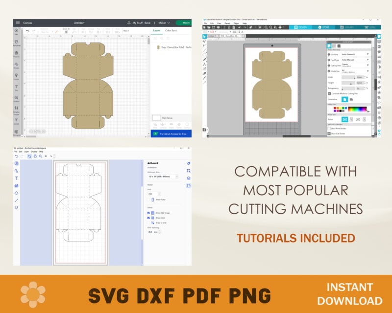 Donut Box No Glue Template