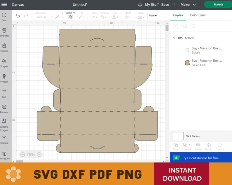 Macaron Box No Glue Template