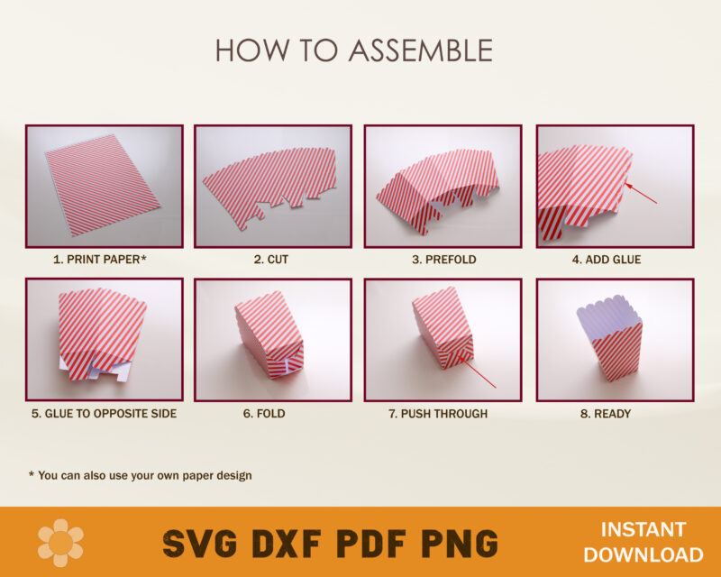 Mini Pop Corn Box Template