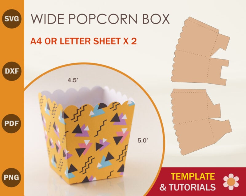 Wide Pop-Corn Box Template