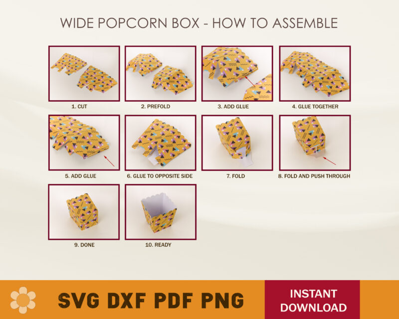 Wide Pop-Corn Box Template