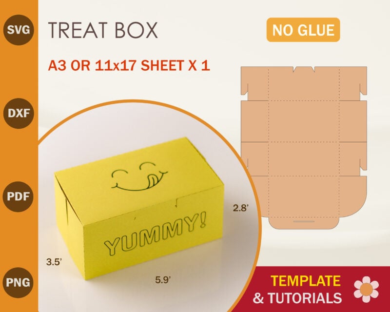 Treat Box No Glue Template