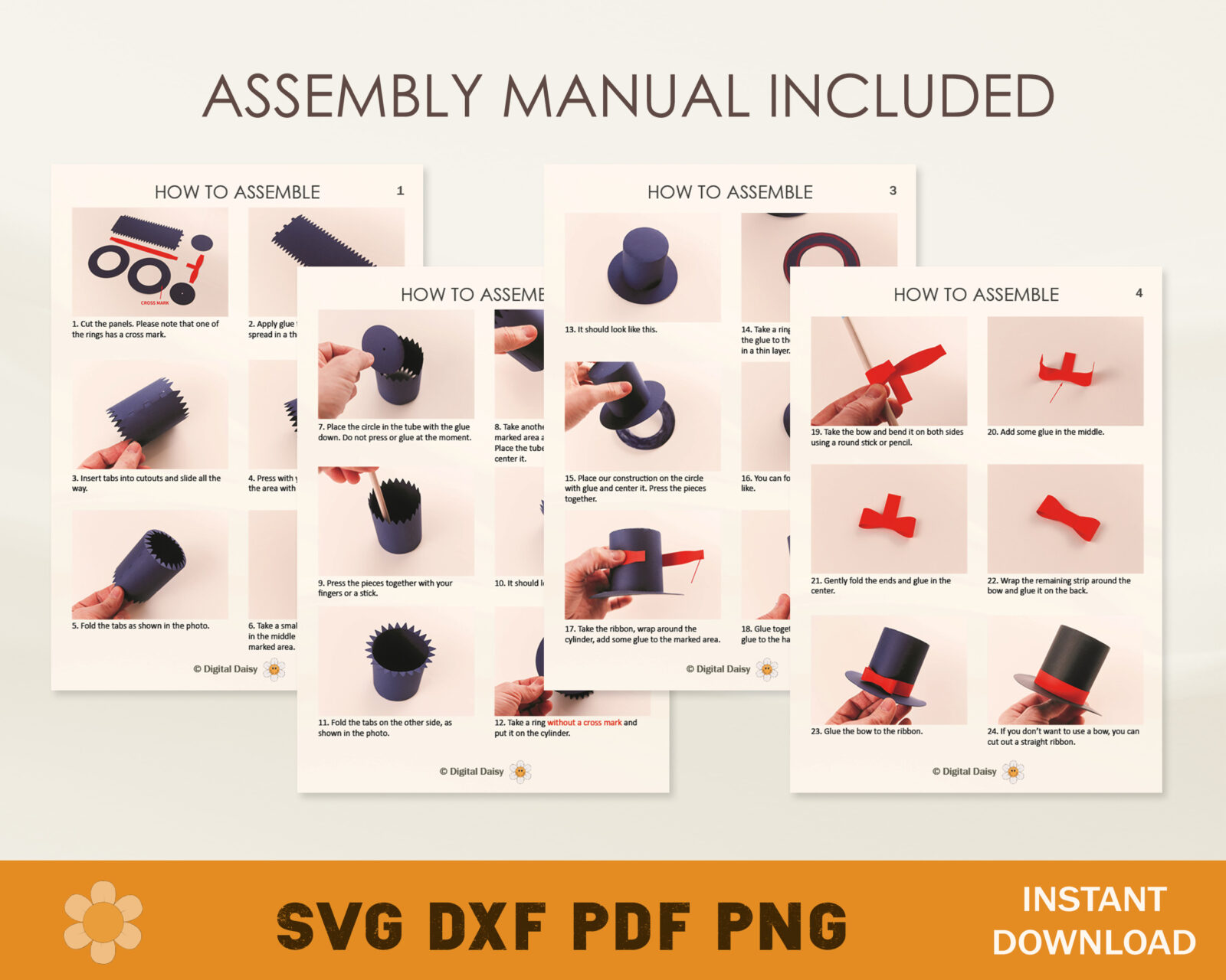 Mini top hat template svg dxf pdf png artcrafter
