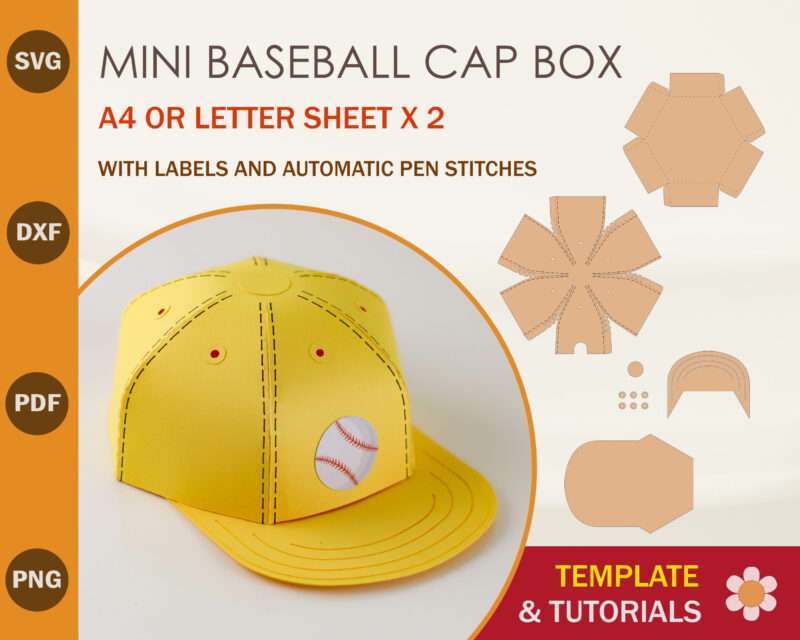 Mini Baseball Cap Box Template