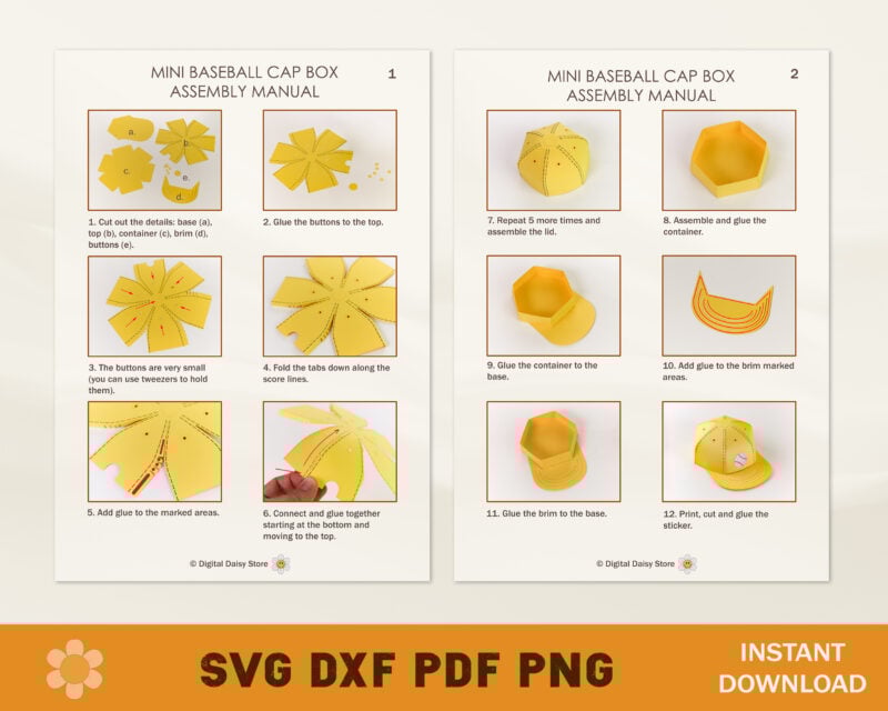Mini Baseball Cap Box Template