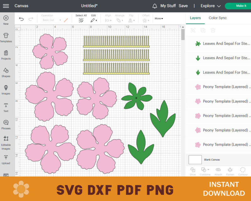 Paper Peony Template