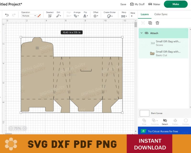 Small Gift Bag with Bow Template