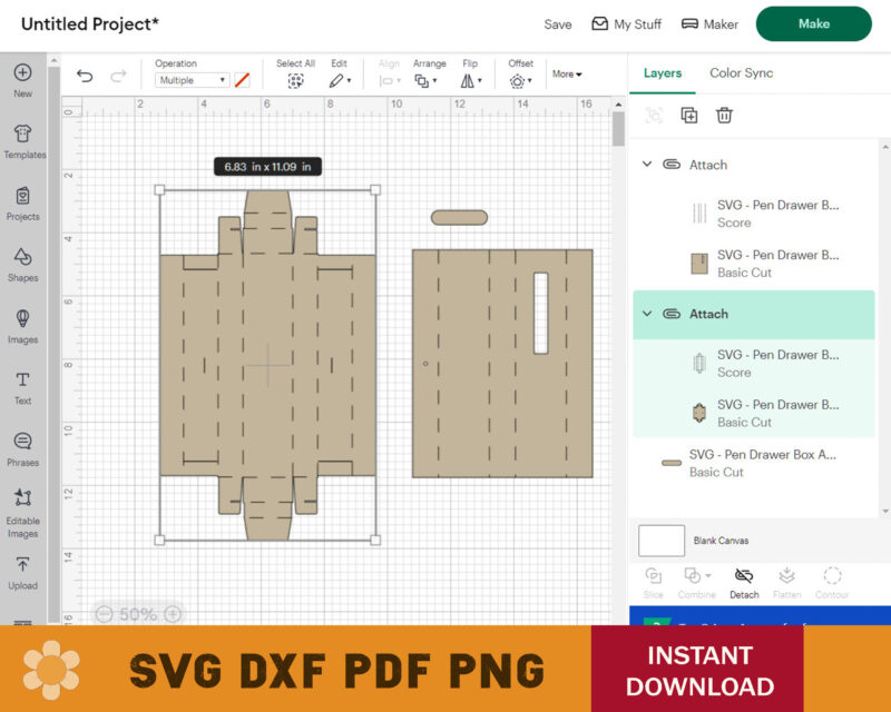 Drawer Pen Box Template